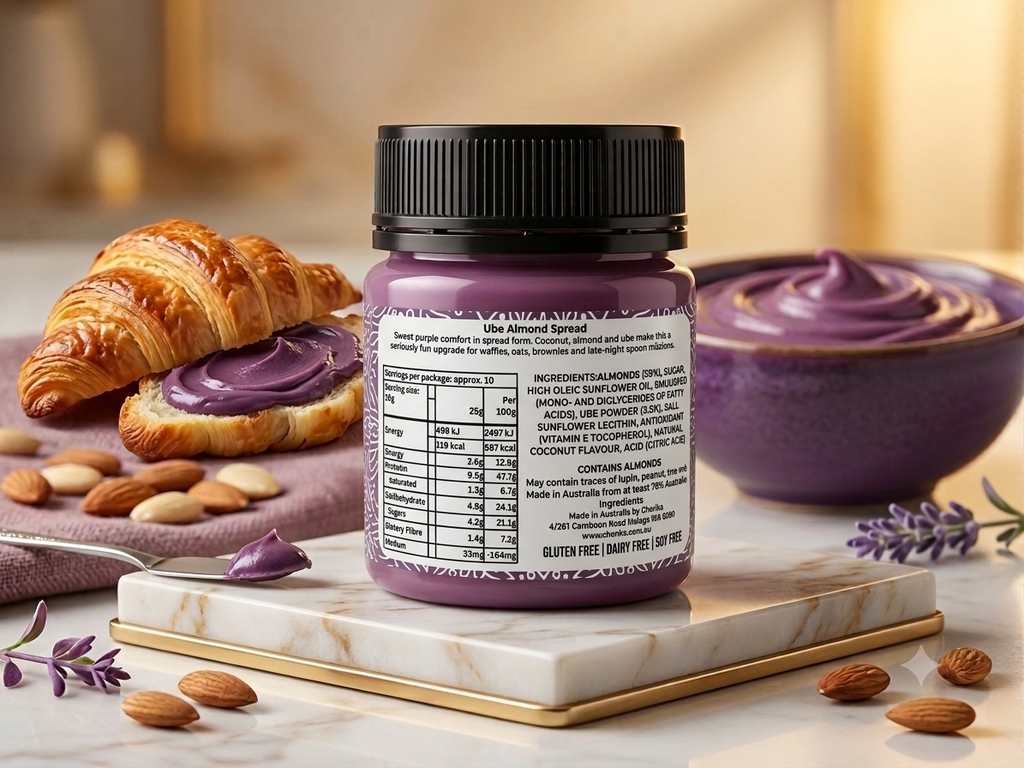 Ube Almond Spread 200g Back.webp