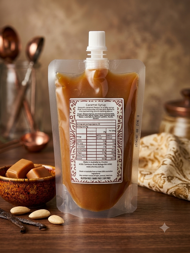 Caramel Syrup 250g Pouch Back.webp