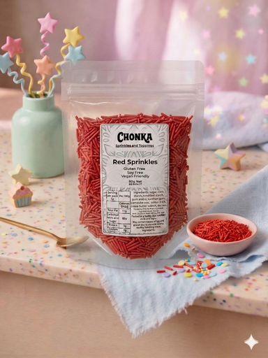 [SPRINKLES - RED 80G] Red Sprinkles 80g.